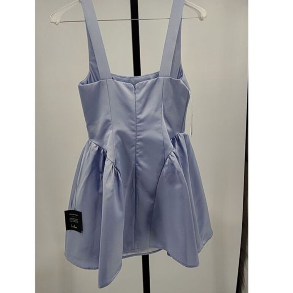 Lulus Adorable Promise Light Blue Satin Mini Dress Sz Small NWT - Picture 5 of 6